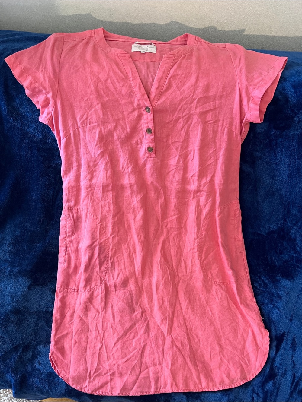 part two 100% linen summer dress light red size 38